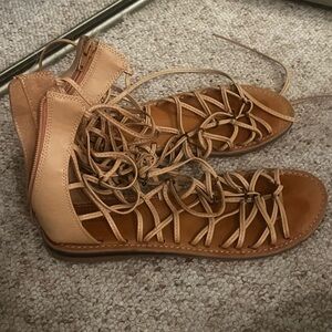 Women's Tan Lace-Up Sandals